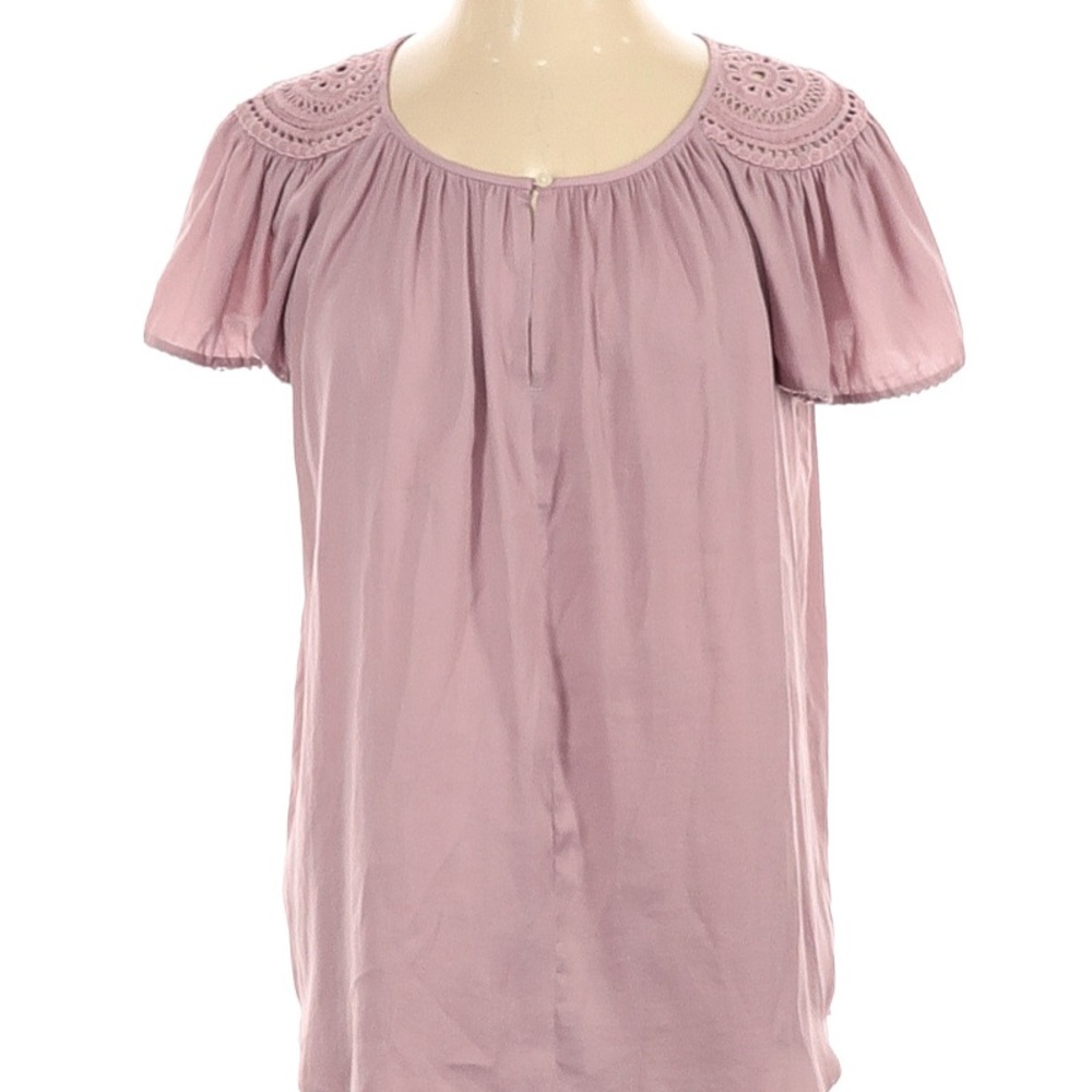 Ann Taylor LOFT Women Pink Short Sleeve Blouse S